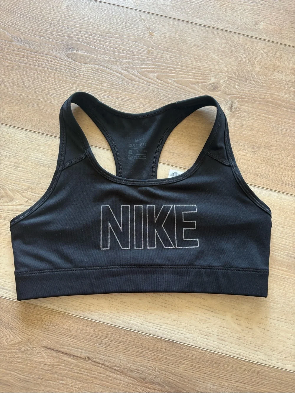 glitter front, Nike Women's Black Dri-FIT Sports Bra, small EUC ✨